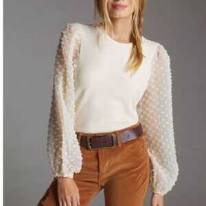 ANTHROPOLOGY: Maeve Textured-Sleeve Top
